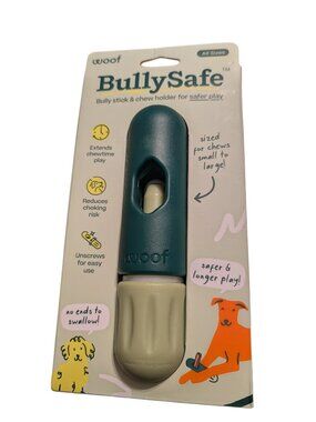 WOOF BullySafe Dog Chew Holder Green Nylon Bully Stick Holder